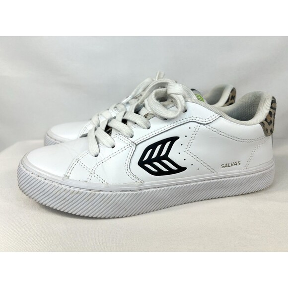 Cariuma Salvas Leather Sneakers Women's Size 9 Leopard White Lace Up Casual - Picture 4 of 12